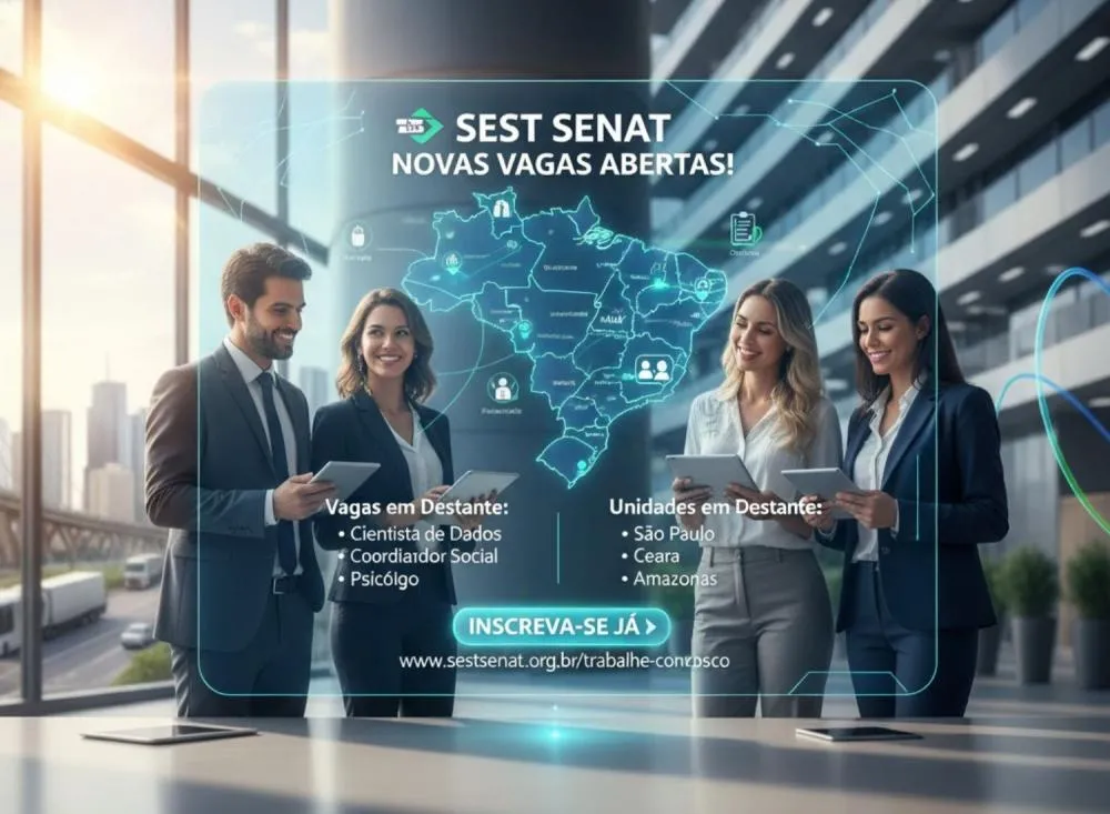 O SEST SENAT abre novo processo seletivo com vagas em Diversas áreas e estados; oportunidade para todos os níveis de escolaridade / Foto: Gerada por IA