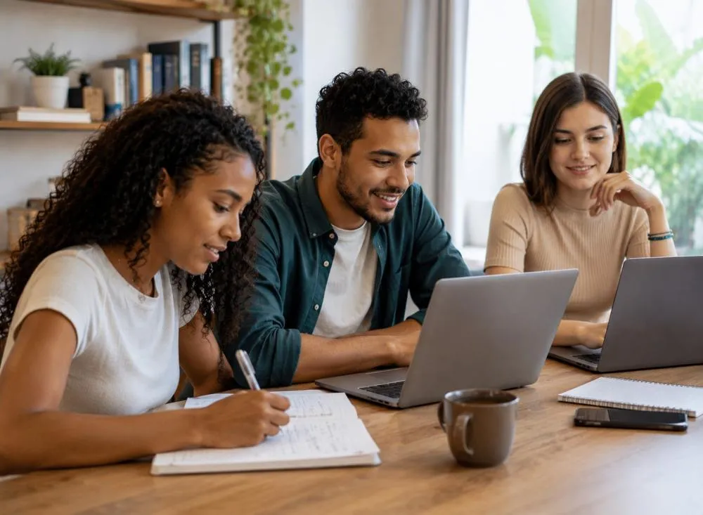 Pessoa estudando online em notebook para fazer cursos gratuitos com certificado / Foto: Gerada por IA