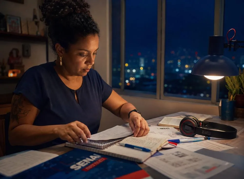 Vaga de trabalho remoto noturno no SENAI com salário de R$ 2.062,08 exige ensino médio completo; veja como participar / Foto: Gerada por IA