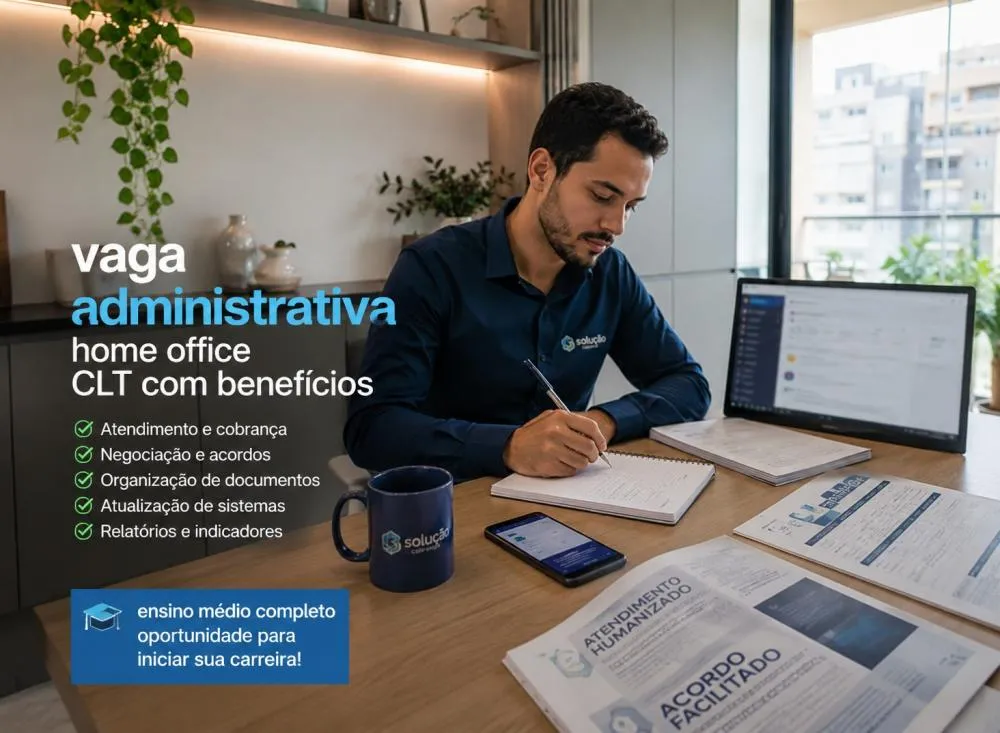 Trabalho remoto para ensino médio: empresa abre processo seletivo para Auxiliar Administrativo Home Office / Foto: Gerada por IA