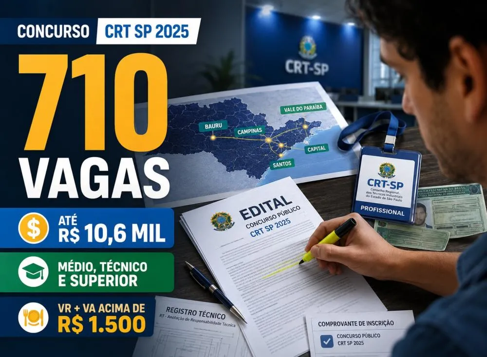 Processo seletivo abre 710 vagas para níveis médio, técnico e superior com salários de até R$ 10,6 mil e benefícios; veja cargos e inscrições / Foto: Gerada por IA