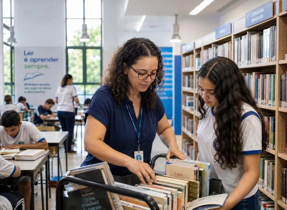 Processo seletivo bibliotecário oferece salário de R$ 4.508, benefícios e 81 vagas em diversos municípios / Foto: Gerada por IA