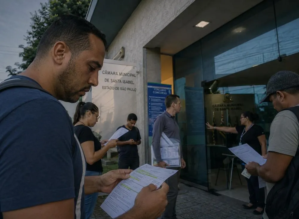 Concurso da Câmara Municipal abre inscrições para níveis fundamental, médio e superior com salários de até R$ 10,6 mil; veja cargos / Foto: Gerada por IA