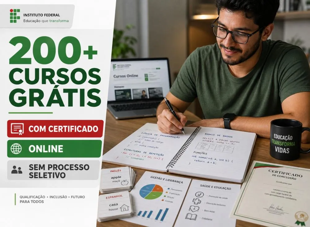Instituto Federal oferece mais de 200 cursos online gratuitos com certificado para todo o Brasil; veja como se inscrever / Foto: Gerada por IA
