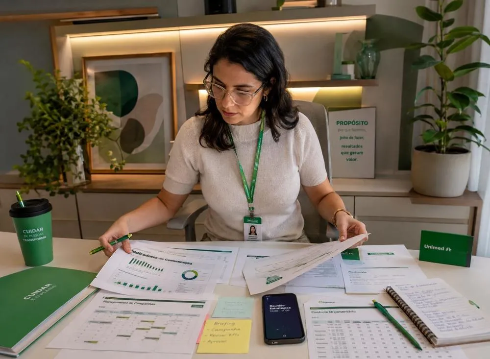 Processo Seletivo Unimed com vaga home office para Analista oferece remuneração de R$ 4.468 e vale de R$ 850 / Foto: Gerada por IA
