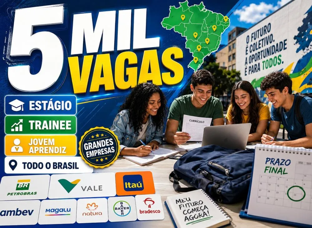 Empresas abrem mais de 5 mil vagas para estágio, trainee e jovem aprendiz em todo o Brasil / Foto: Gerada por IA