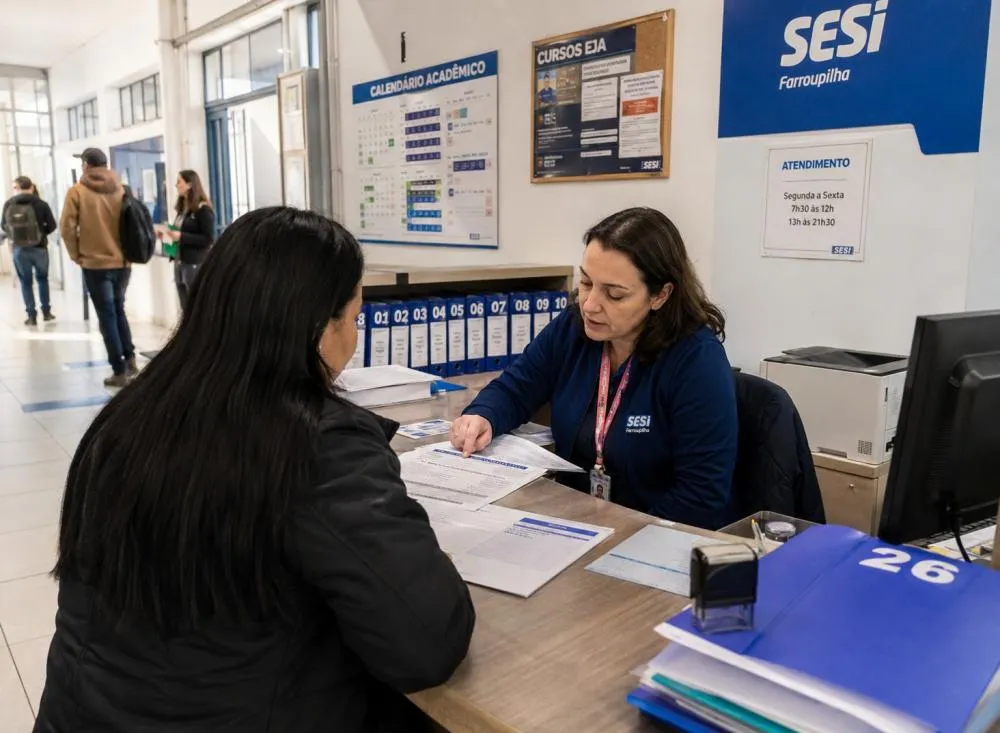 Processo seletivo SESI para Secretário de Escola com salário de R$ 3.107 e vale de R$ 1.298 / Foto: Gerada por IA