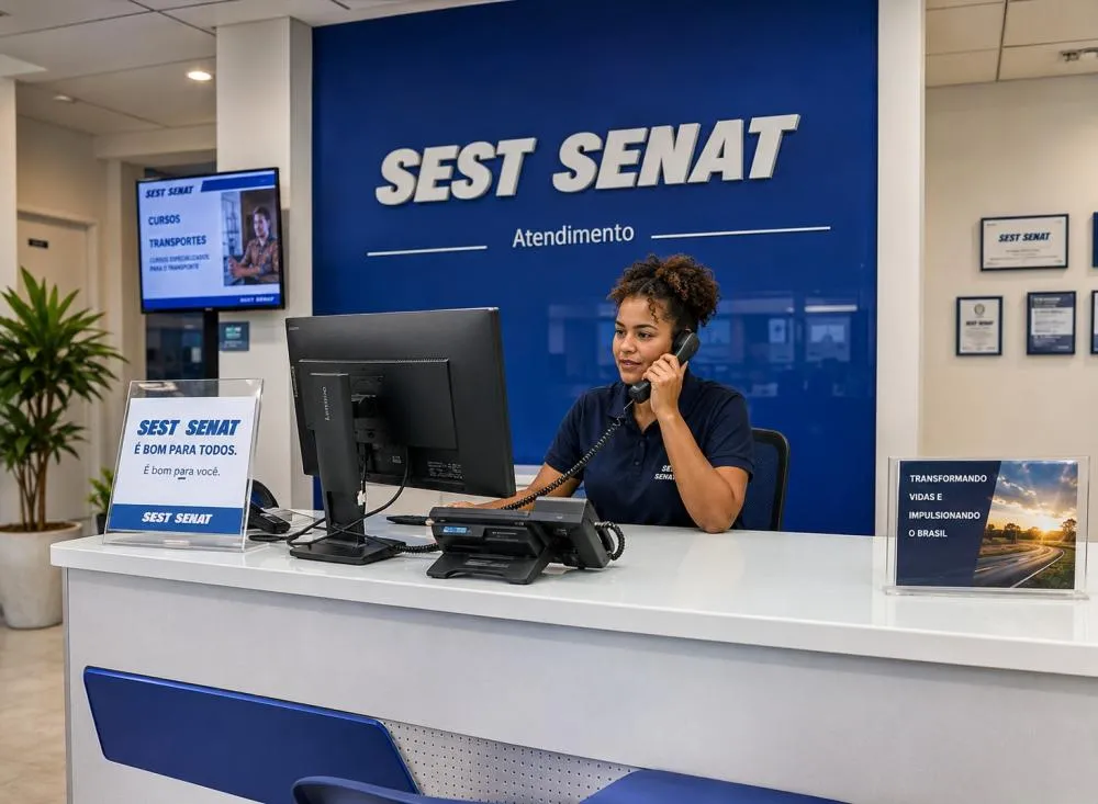 Assistente Administrativo SEST SENAT com salário de até R$ 3.596 e ensino médio completo; veja como se inscrever / Foto: Gerada por IA