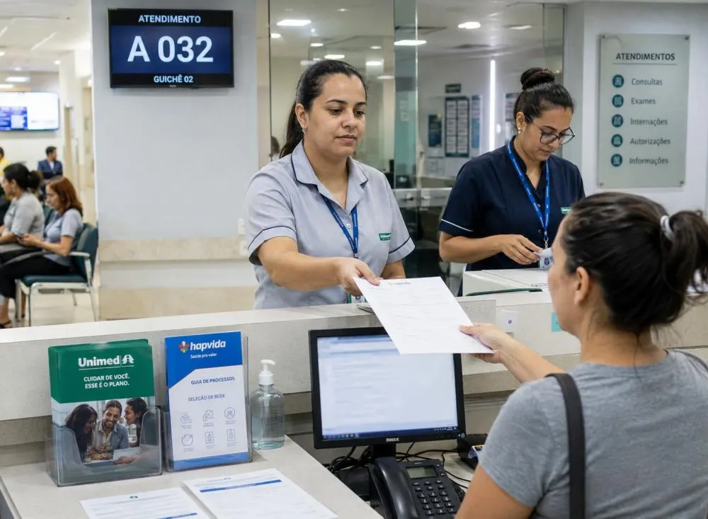 Unimed e Hapvida abrem centenas de vagas para Assistente Administrativo, Recepcionista e Atendimento / Foto: Gerada por IA