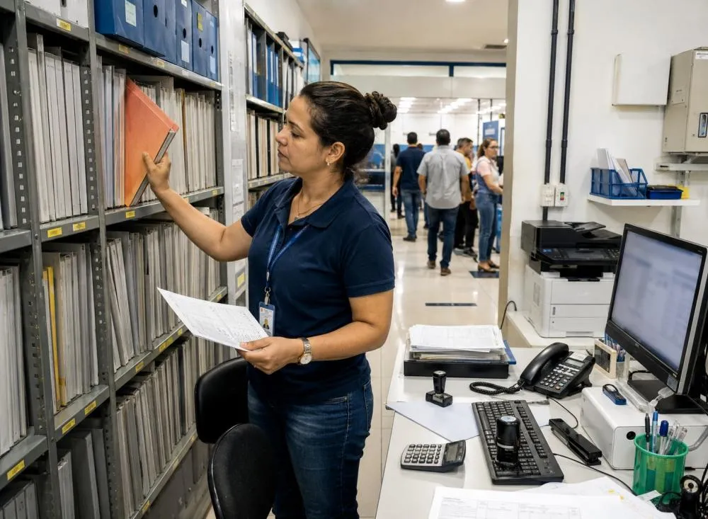 Assistente Administrativo lidera novas contratações; empresas e instituições oferecem salários de até R$ 9.143 / Foto: Gerada por IA