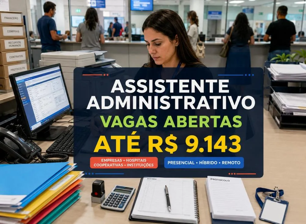 Assistente Administrativo: veja vagas abertas, salários, requisitos, funções e como conquistar uma oportunidade